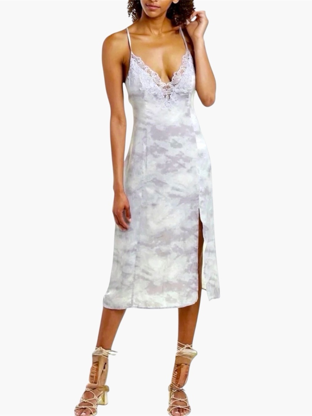 Free People Chasing Shadows Tie Dye Midi Slip Dress, SM, EUC!